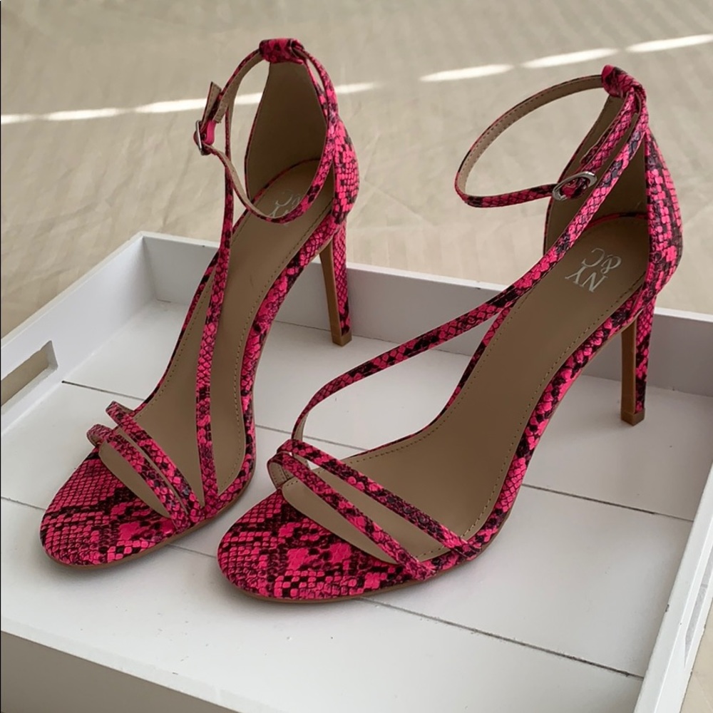 NY&C Pink Snakeskin Strappy Heel